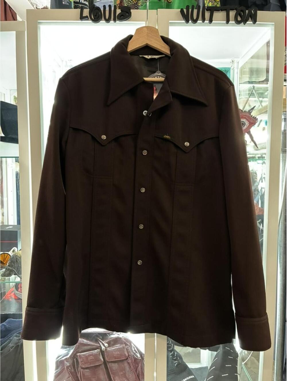 1970s Lee brown western shirt pearl snap made usa L 21x30